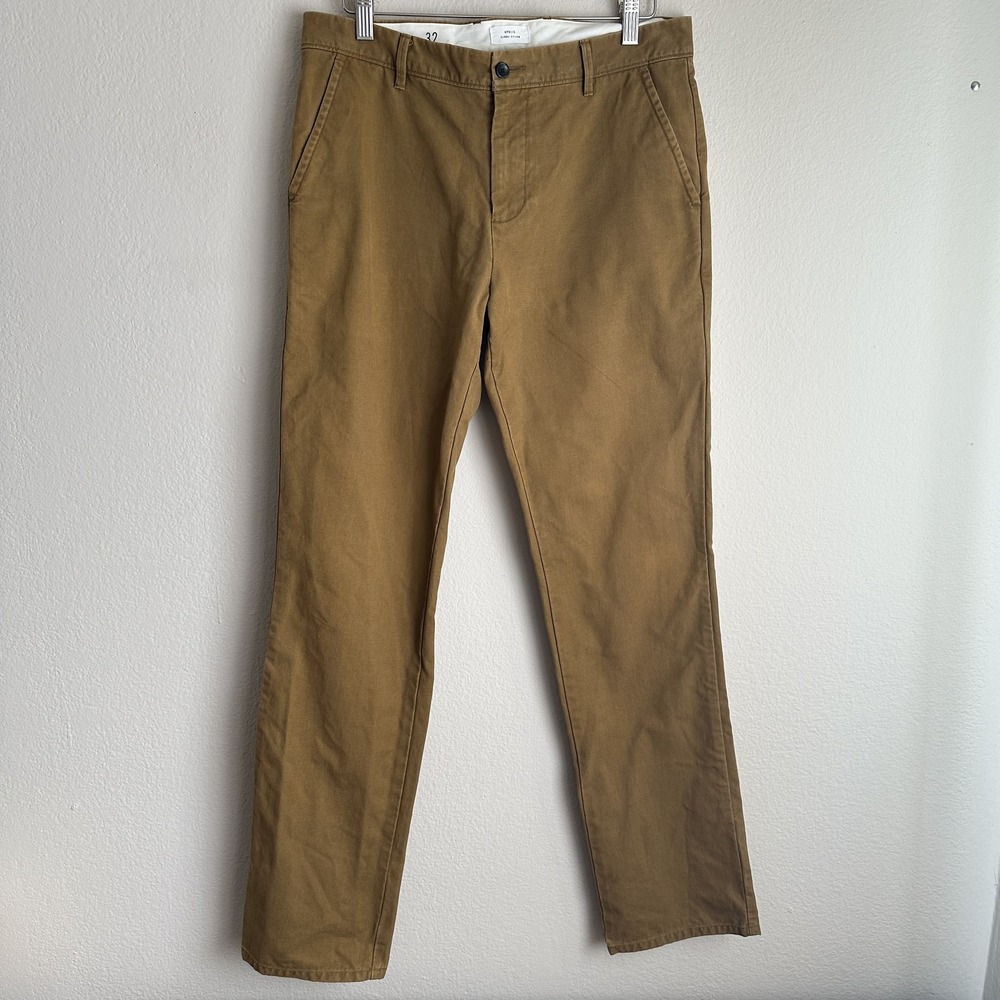 Apolis Utility‎ Chino Pants Mens 32 Brown Slim Straight Leg Casual Peru Cotton